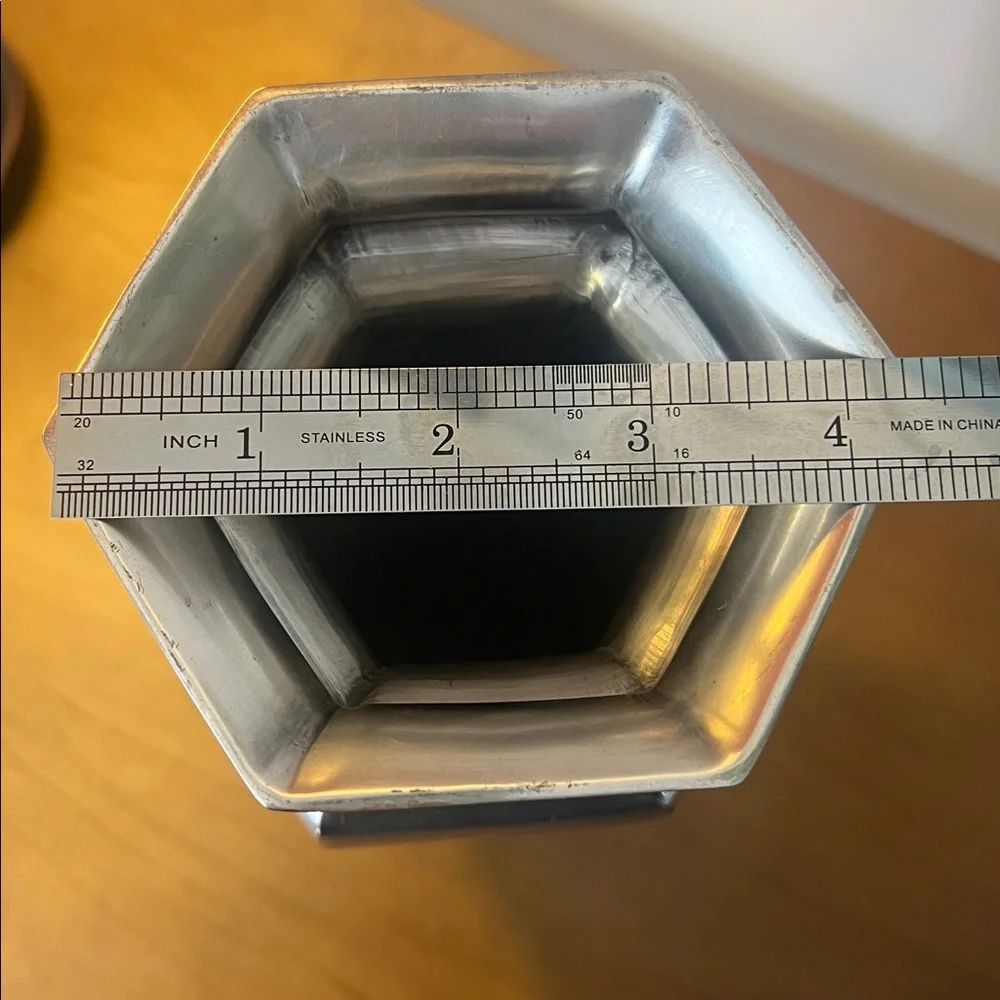 Pottery Barn Vintage Silver Hexagonal Vase.